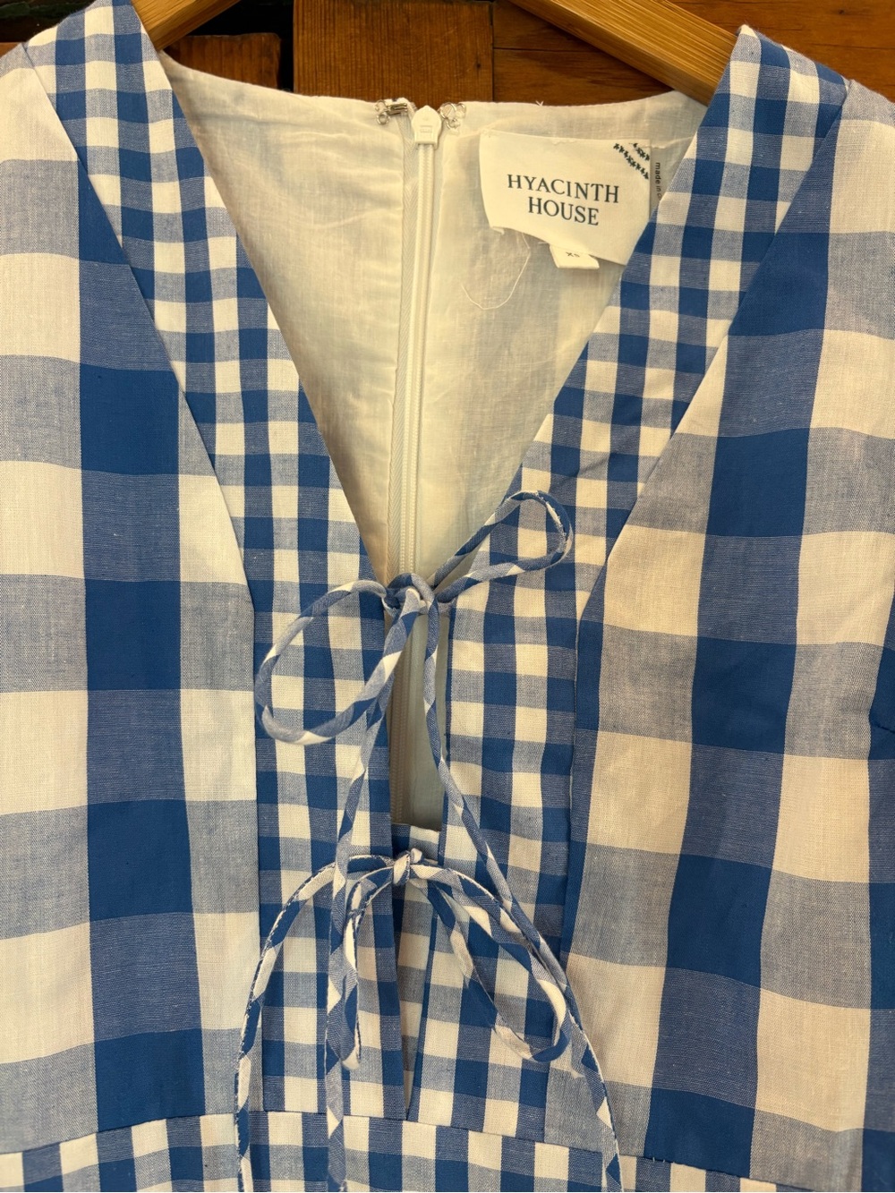 Hyacinth House Blue and White Gingham Tie-Front maxi - Picture 2 of 2